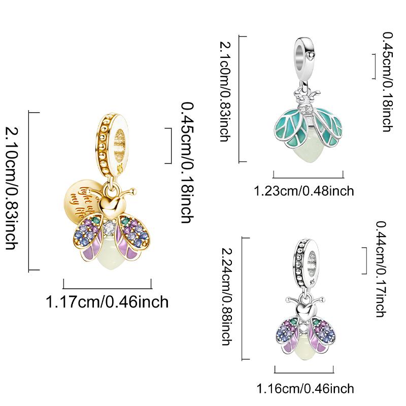 Copper Luminous Colorful Fireflies Round Charms Beads Animal Fit Diy Bracelet Making Gift Of Personalized Jewelry