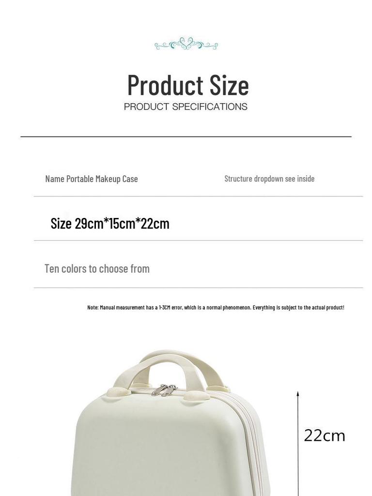 14-Inch Portable Travel Makeup Case Handbag - Large Capacity Souvenir Gift