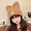 Japanese Cute Woolen Hat for Women in Autumn and Winter Fashion Versatile Ear Protection Pullover Hat Big Head Circumference Cat Ear Knitted Hat