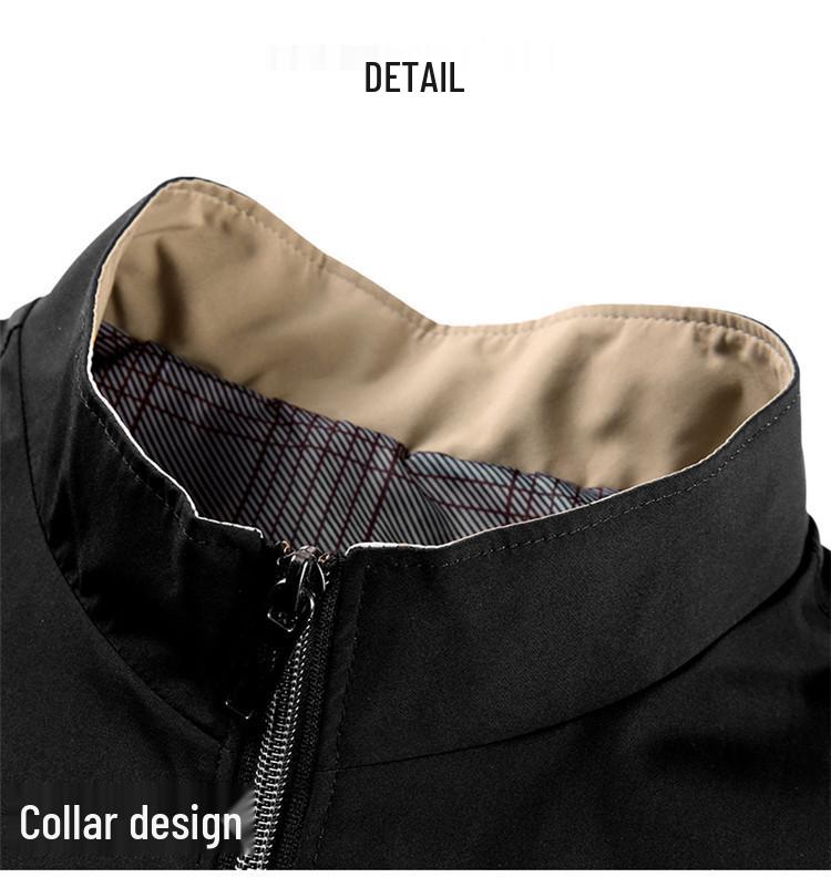 Men's Spring Stand Collar Business Jacket - Casual Zipper Cardigan for Middle-aged Dads.