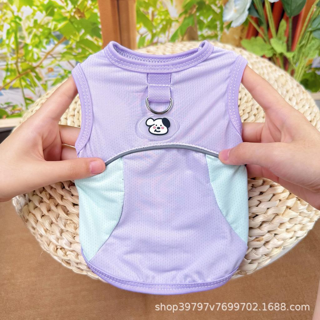 Summer dog reflective contrasting color matching outdoor sunscreen clothes cat vest cool clothes cooling pet clothes