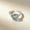 Xiaomi 925 Sterling Silver Rings for Women Couple Minimalist Handmade BLue Round Stone Ring Fine Jewelry Gift Prevent Allergy