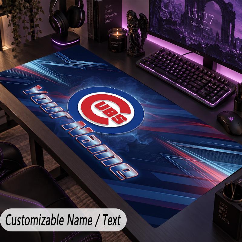 Large Mouse PadChicago Cubs Custom Name Text Personalized Desk Mat Non Slip Gaming Pad