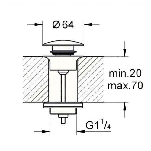 Vidage automatique - GROHE - BONDE DE VIDAGE 65807A00 - chromé - 4 x 10 x 12 cm - Clic-clac