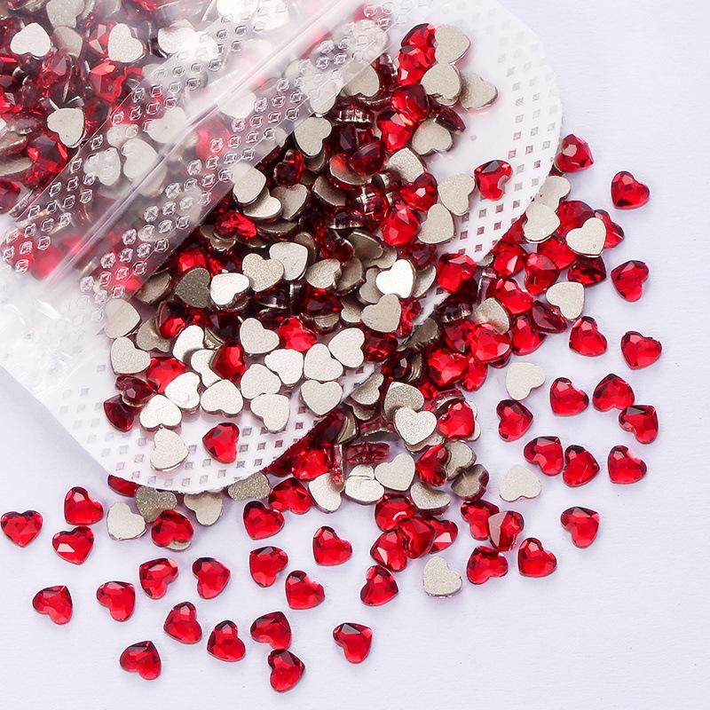 Red Nail Art Jewelry Drill Flat Bottom Special-Shaped Drill Water Drop Horse Eye New Year'S Red Nail Glass Sticker Drill