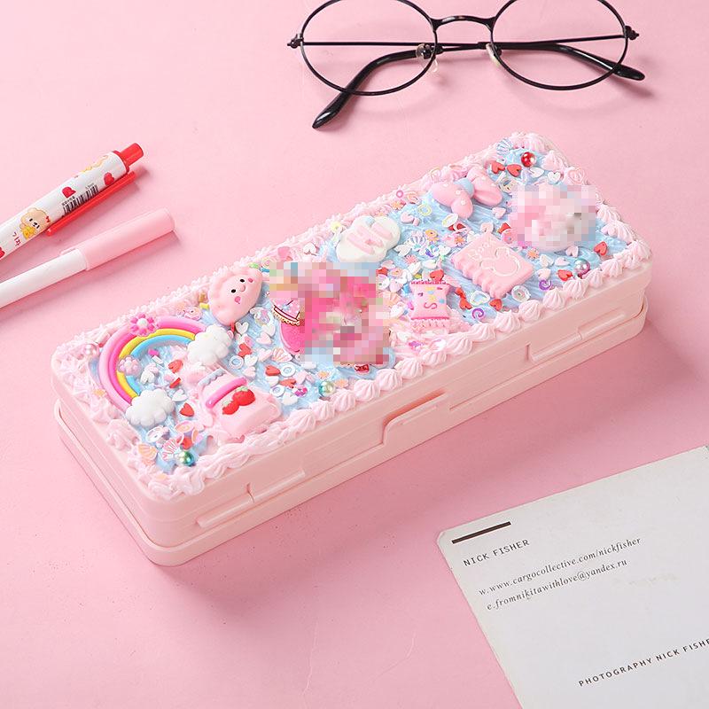 Dvoupatrový penál: Dětský DIY Ručně vyráběný krémový lepidlový obal pro žáky základních škol - Narozeninový dárek