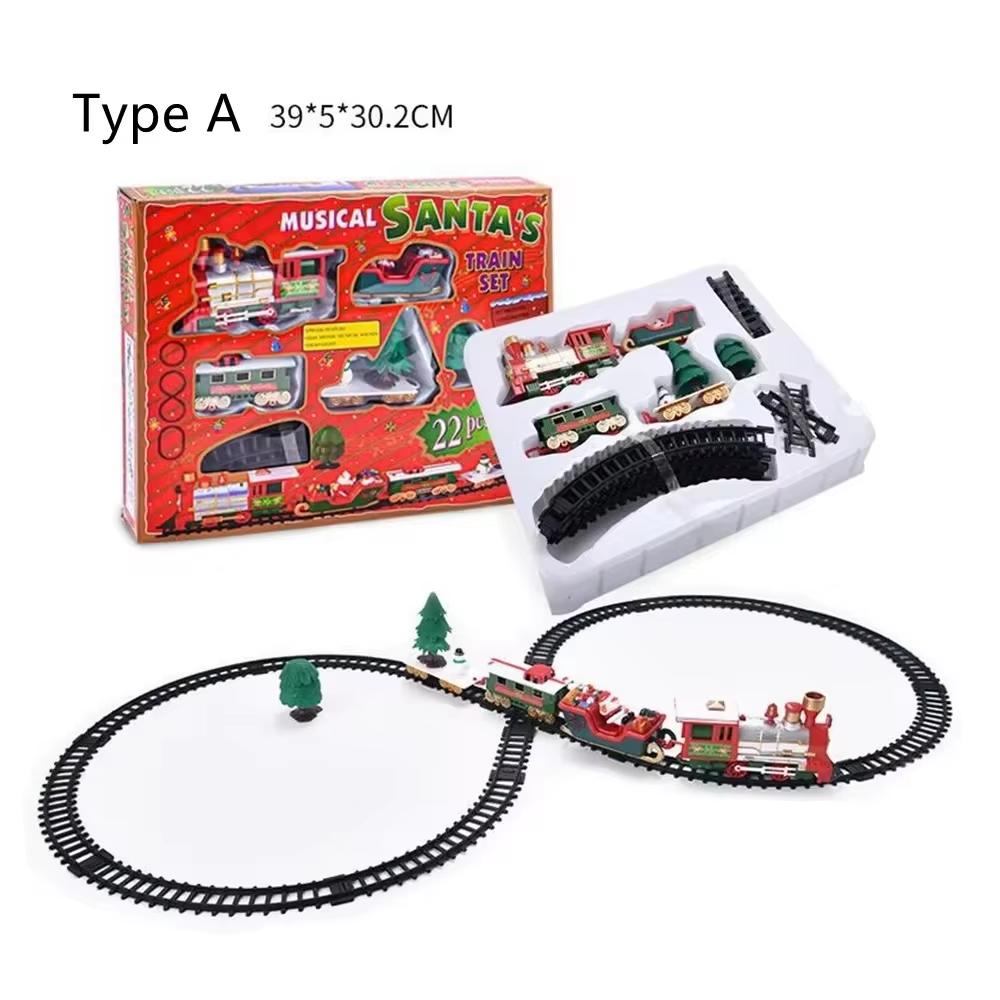 Set Treno di Natale con Luci Suoni Set Binari Ferroviari Locomotiva Motrice per Albero di Natale Giocattoli Elettronici Regalo per Bambini