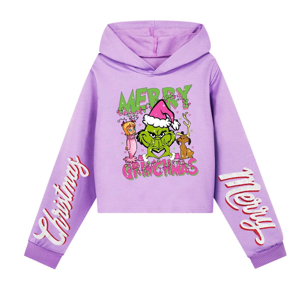 Kids' Casual Fashion Christmas Printed Long Sleeve Hooded Sweatshirt (No Drawstring)