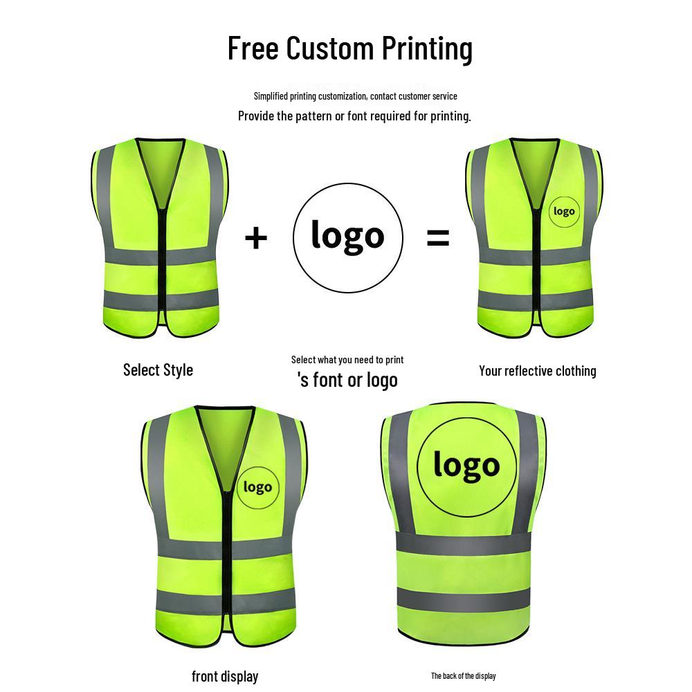JD Fluorescent Reflective Safety Vest for Construction and Traffic, Customizable Text Option