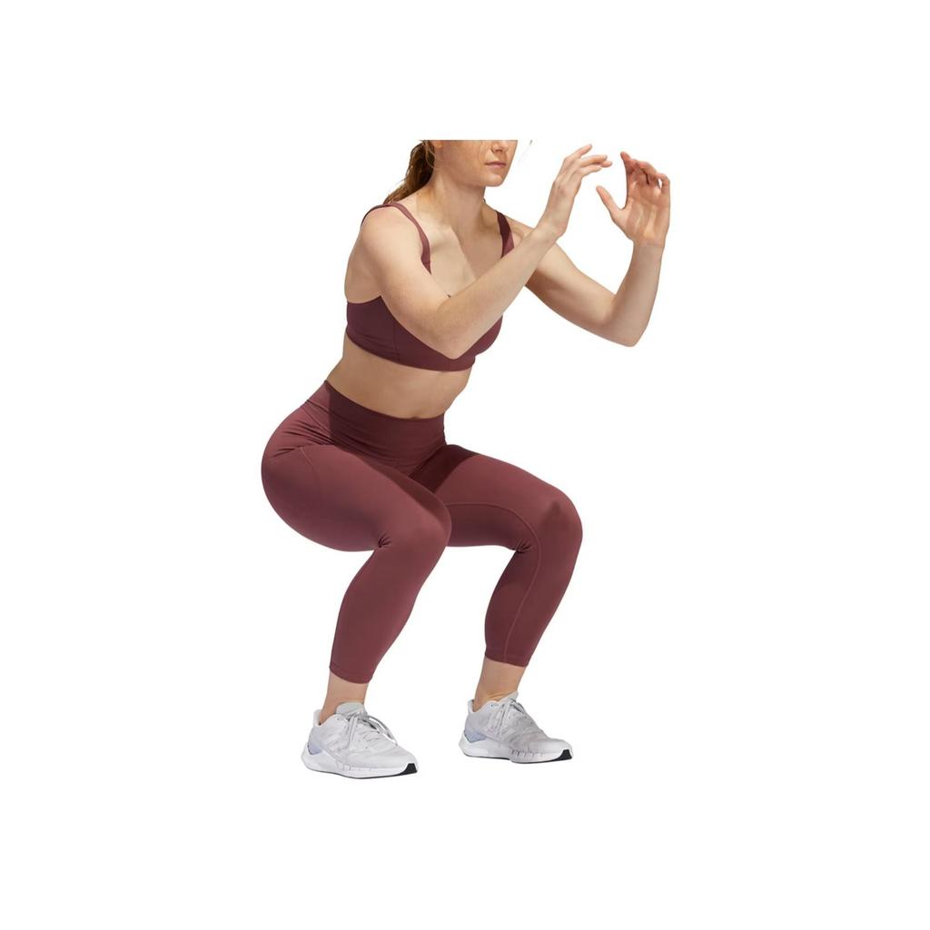 Adidas Solid Color High Waist Slim Fit Yoga Pants Women Bottoms Dark-Red HD4429