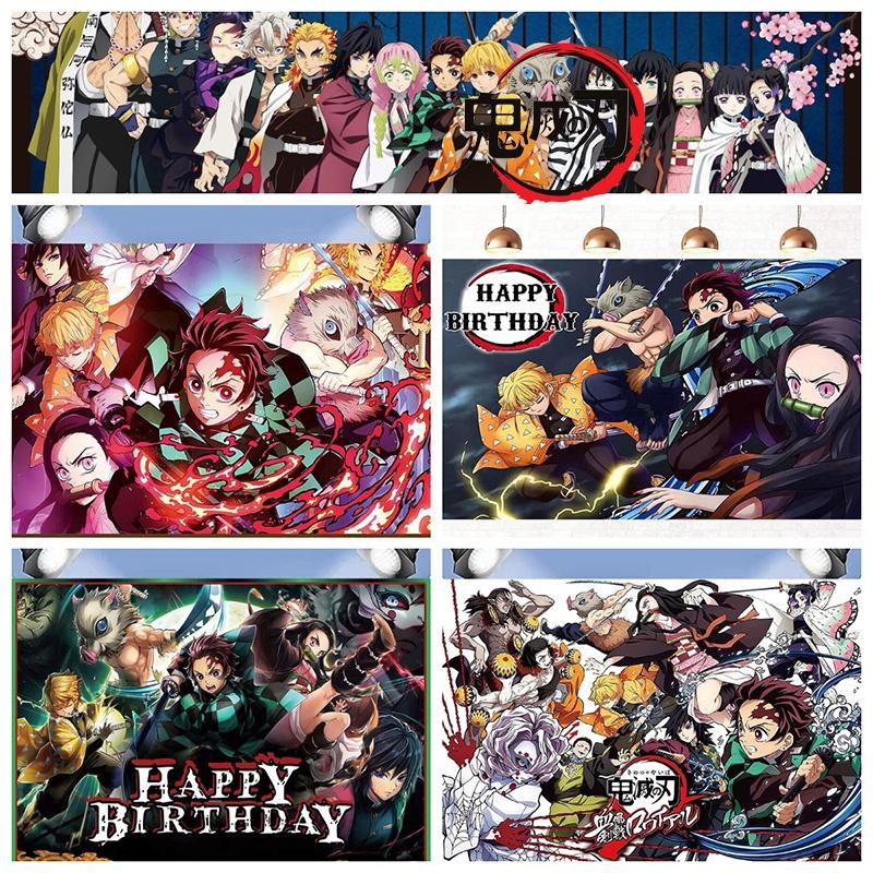 Tela de Fondo de Vinilo Temática de Demon Slayer Para Estudio Interior y Decoración de Fiestas Regalo Ideal Para Adolescentes
