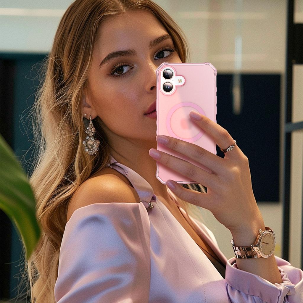 Coque pour iPhone 16 Plus Compatible MagSafe Bord Ondulé Fin Housse de Téléphone PC + TPU