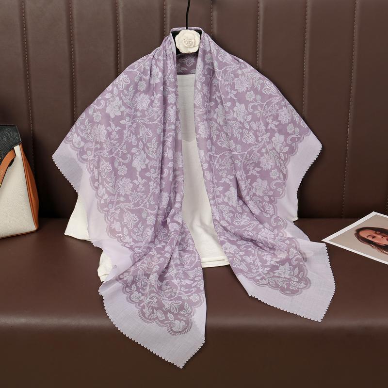 Luxury Brand Cotton And Linen Scarf 110cm Square Women Shawls Wraps Neck Hijabs Muslim Scarves Hair Bandana Foulard Accessories