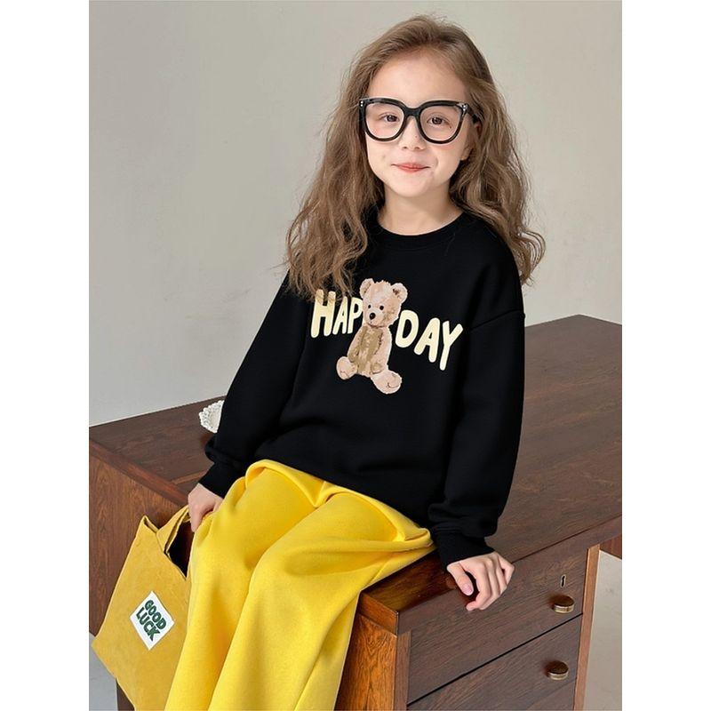 Children's Brand Export Clothing for Boys and Girls, Kids' Sports Sweatshirt with Fleece, Cartoon Bear Print, Trendy Clothes