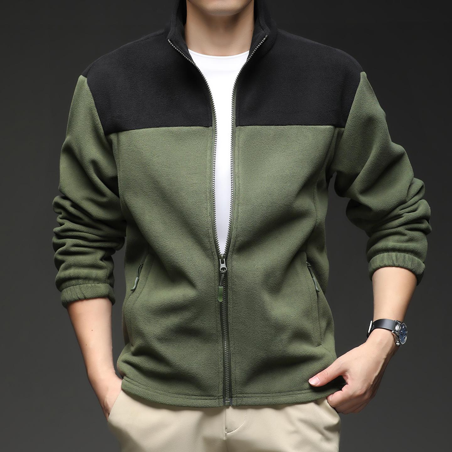 

Осенне-зимние флисовые толстовки с капюшоном, с длинным рукавом, двусторонние, теплые, удобные, лоскутные, кардиган, куртка 4XL армия зеленый