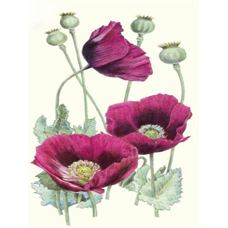 DIY Diamond Painting The Red Flowers Cross Stitch Kit Mosaic Art Diamond Painting Full Circle Diamond Home Decoration