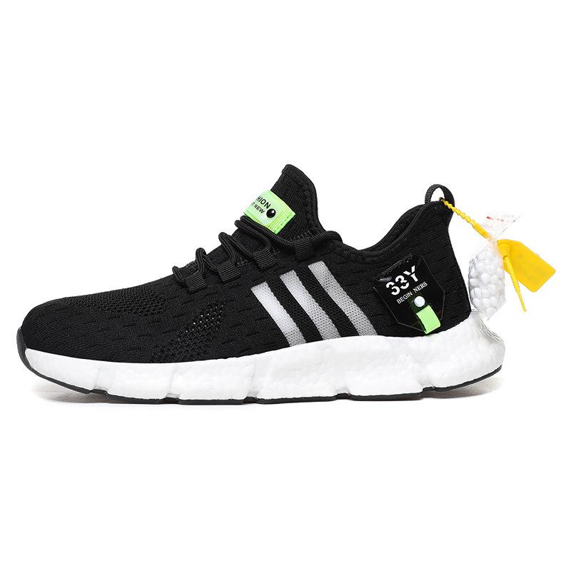 

Lightweight men s shoes summer fly-woven breathable running shoes fashionable versatile casual shoes large size sports shoes 44 чёрный