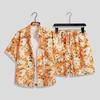 Harajuku Sanya Summer Men's Hawaiian Beach Set: Ice Silk Floral Shirt & Shorts