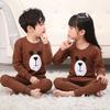 Children's pajamas pure cotton boys' long johns set girls' baby thermal underwear medium and children's bottom cotton sweater