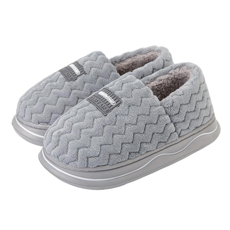 Warm edge cotton slippers autumn and winter home indoor velvet warm thick bottom non-slip couple bag and cotton shoes