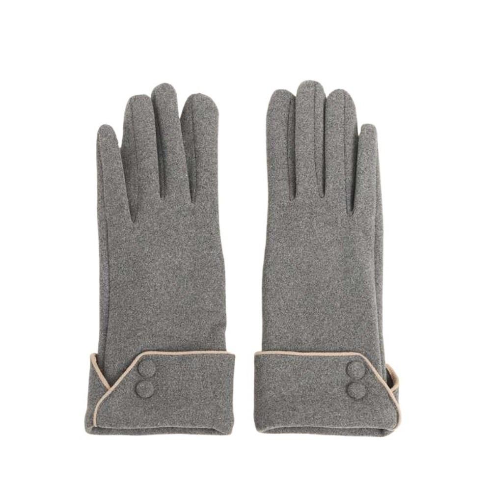 Button Winter Gloves Fleece Cycling Mittens Simple Women Gloves  Female