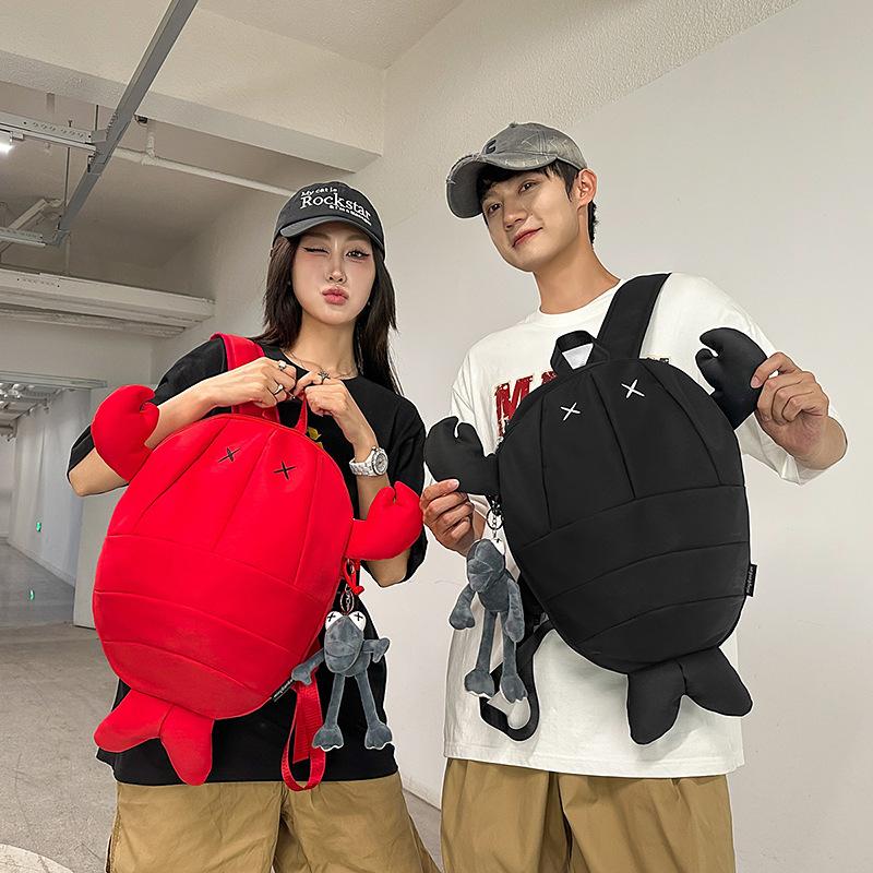 Sac à dos Écrevisse Drôle Personnalité Marque Tendance Hommes et Femmes Sac pour Casque de Vélo Sac à Dos de Voyage Grande Capacité