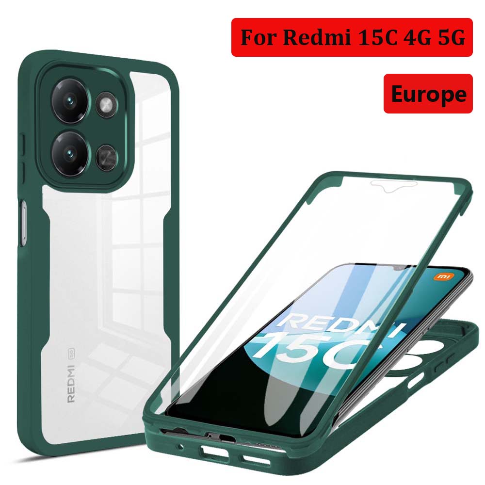 360 Full Body Screen Protector Transparent Case For Redmi 15C 4G 5G Europe 173mm Shockproof Phone Cover
