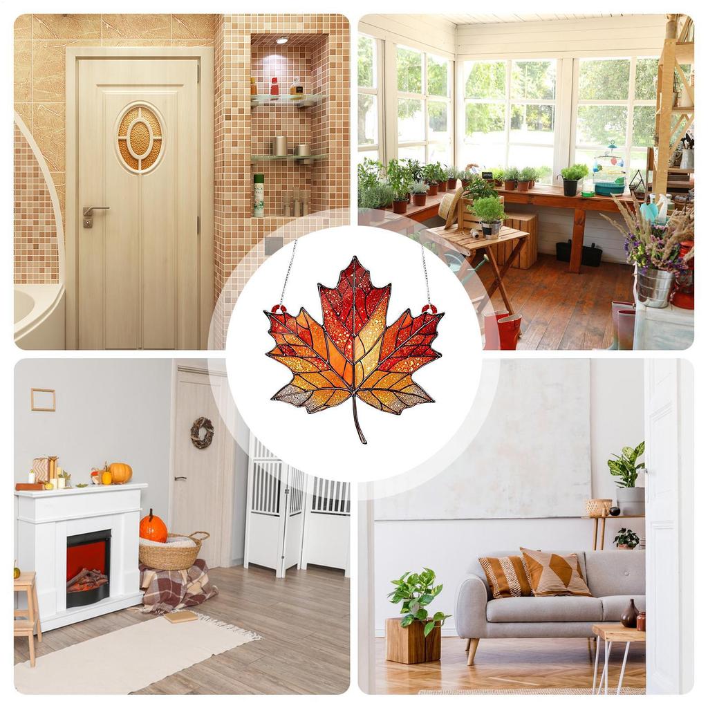 Garden Sun Catchers Decorative Wall Art Ornaments Fall Maple Leaves Window 2D Art Pendant Sun Catcher For Windowsill Bedroom