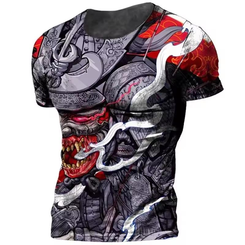 3D Printed Japanese Samurai T-Shirt Men Cool Warrior Graphic Tees Casual Harajuku Loose O-Neck T Shirts Short Sleeve Tops