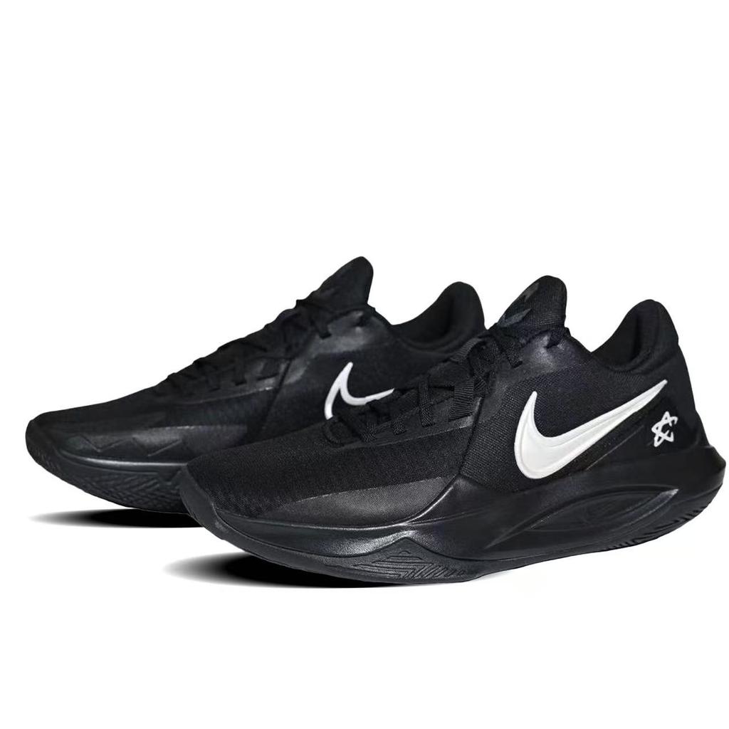 Nike Precision 6 Slip Resistant Abrasion Resistant Low Top Basketball Shoes Men's Black Silver IO7605-040(team741-)