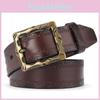 Genuine Leather Belt For Men Cowhide Material With Pin Buckle And Minimalist Embossed Pattern For Casual Outfits