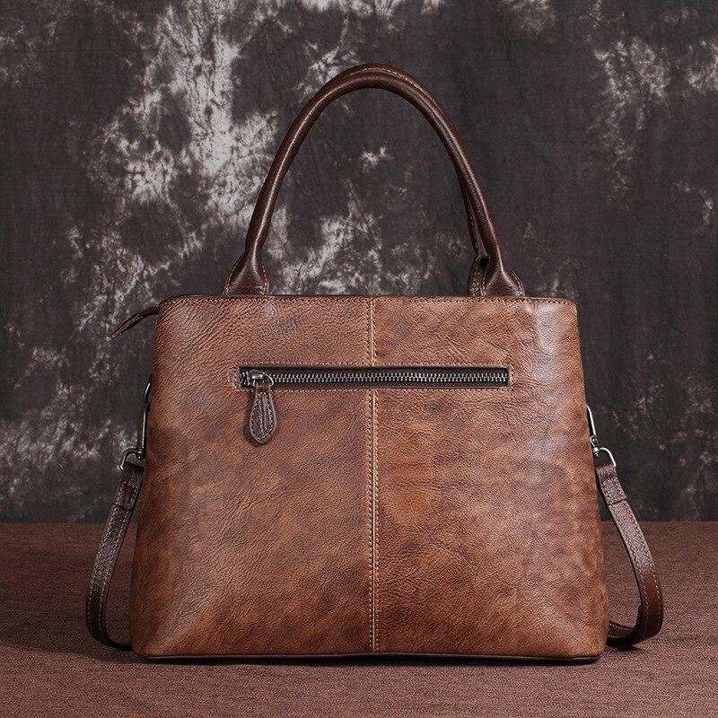 Johnature Dámské luxusní kabelky z pravé kůže pro volný čas Retro ručně vyráběné velkokapacitní kabelky přes rameno a crossbody z hovězí kůže