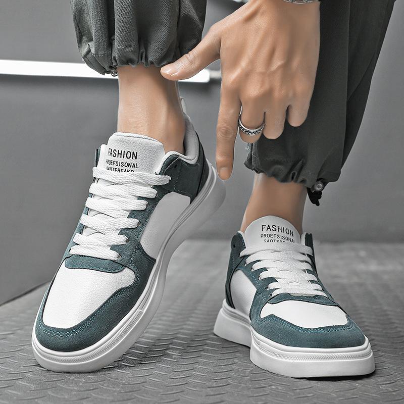 Casual Men Leather Skateboarding Shoes Mixed Colors Skate Shoes Comfortable Shoes Low Top Man Shoes Rubber Sole Sneakers 8206