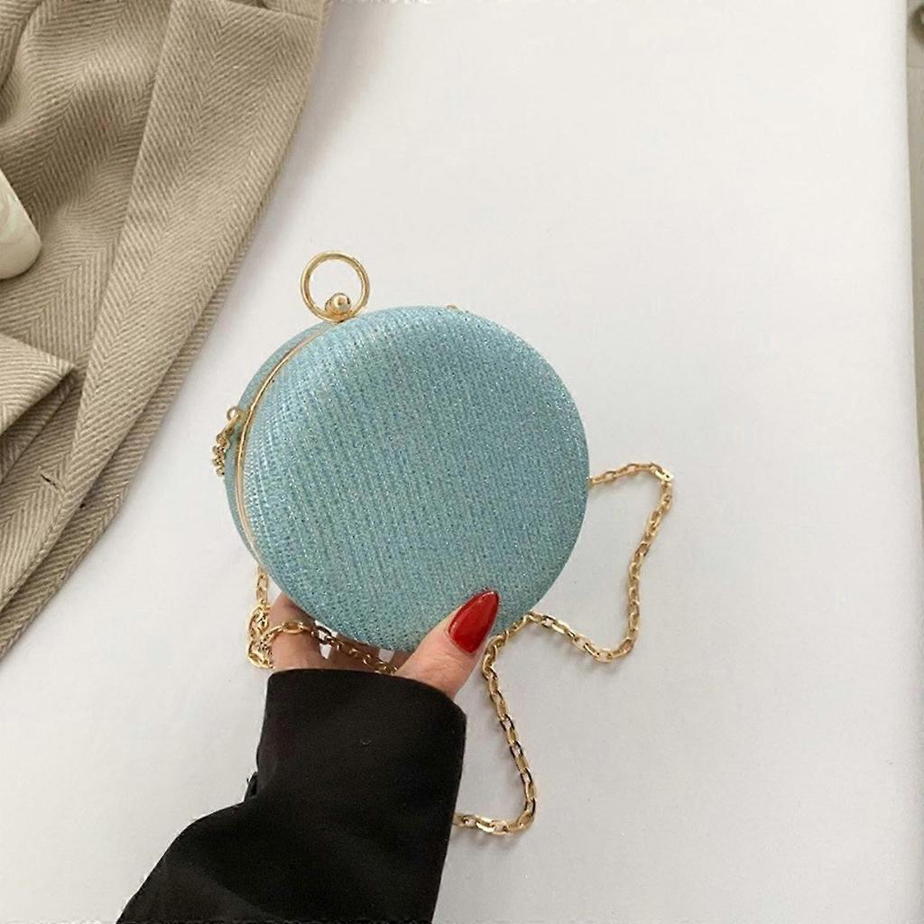 Women Chain Strap Messenger Bag Banquets Bag Crossbody Bag Korean Style Shoulder Bag Small Round Bag Cell Phone Purse Champagne