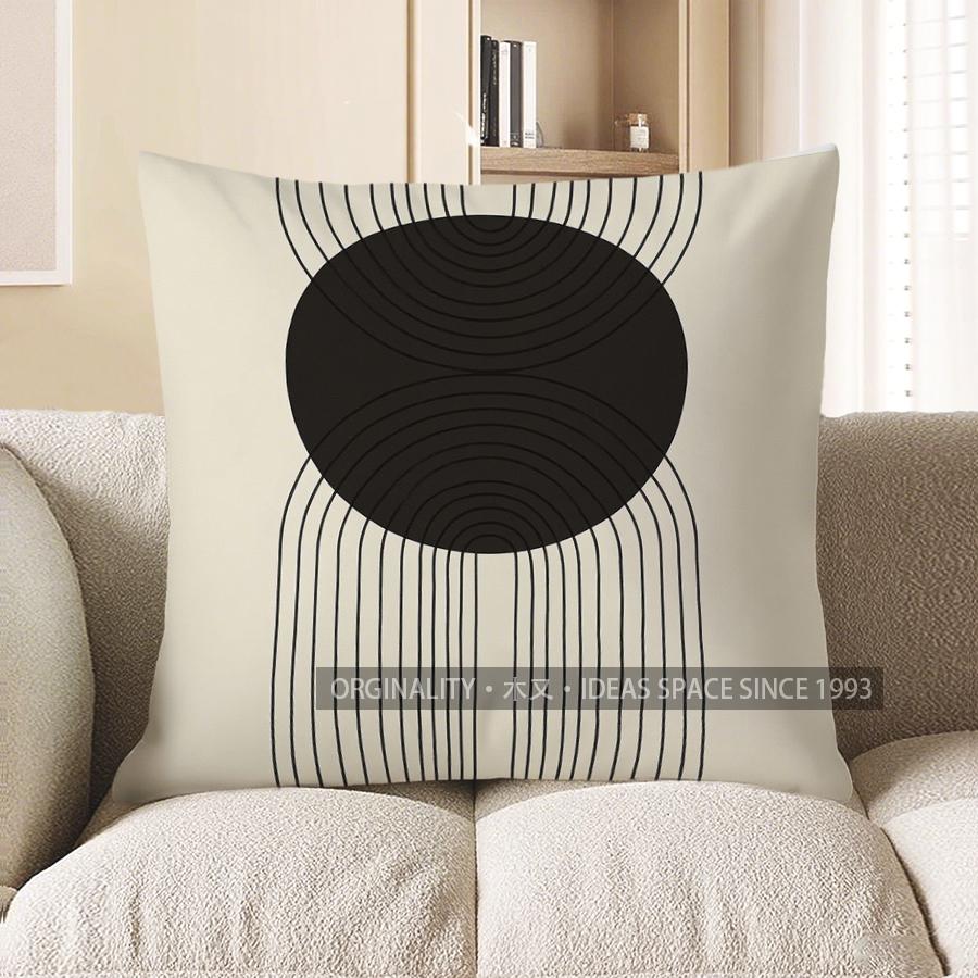 Home Decor Modern Geometric Black & White Throw Pillow Pattern Cushion Cover Suitable For Sofa Bedroom Car Pillow Cover