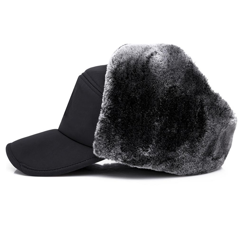 Hat Men And Winter Cap Ear Woolen Hat Windproof And Cold Proof Thick Warm Outdoor Middle-aged And Elderly Baseball Cap