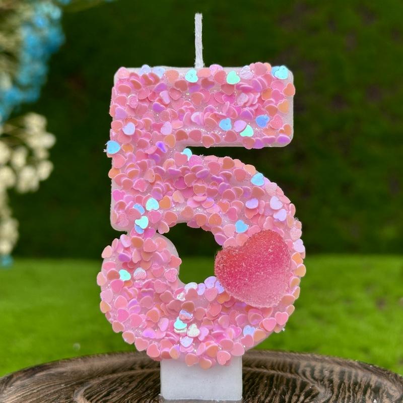 Digitale Geburtstagskerzen Kuchen Dekoration Erster Geburtstag Feier Rosa Liebesherz