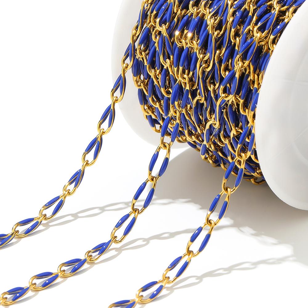 1 Meter Stainless Steel Blue Black Enamel Twisted Chains for DIY Jewelry Making Women Necklace Bracelets Supplies Nickel Free