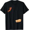 Camiseta Divertida de Perrito Caliente Saltando al Pan Salchicha Barbacoa Alto Clavado