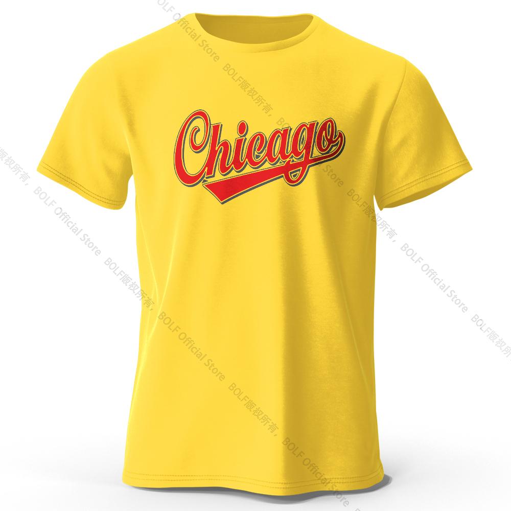 Men's Chicago Printed T-Shirt 100% Cotton Oversized Letter Graphic Tees for Women Summer Tops Urban Streetwear
