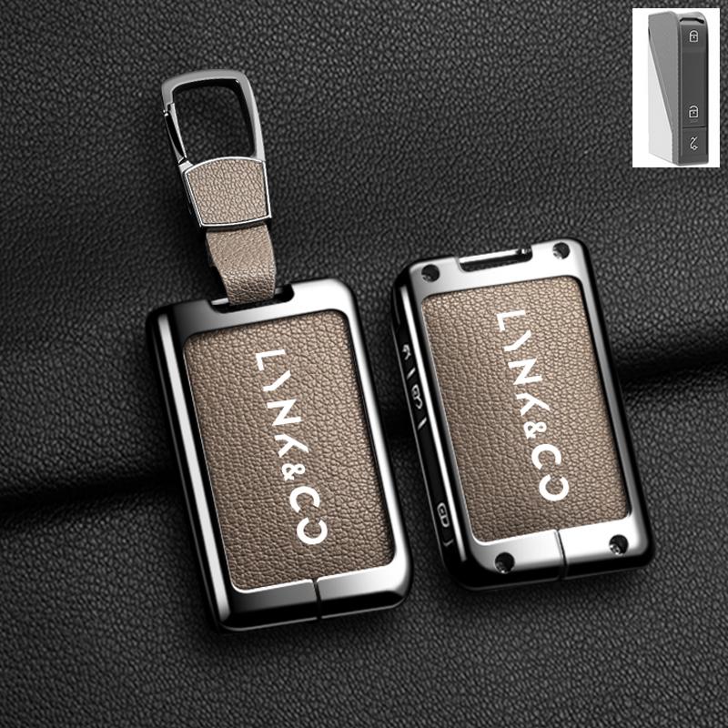 Zinc Alloy Leather Car Remote Cover Key Case for LYNK&CO 05 09 01 06 02 03 LYNK CO Protector Holder Shell Keychain Accessories