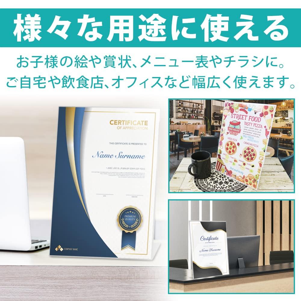 Bandys Tabletop Acrylic Stands, Menu Stands, Pop-Up Stands, Photo Frames, Restaurant and Office Display, L-Shaped, Set of 6 (A4 Size)