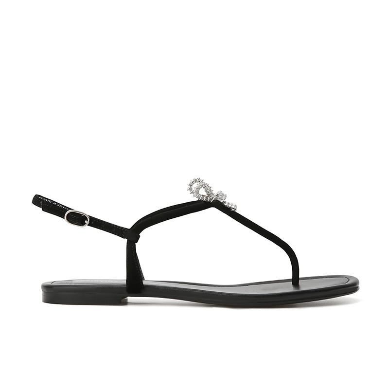 

! Su Yinyin Sparkling Galaxy ~ Жіночі босоніжки на плоскій підошві зі шкіряною кліпсою і пряжкою зі стразами. 40