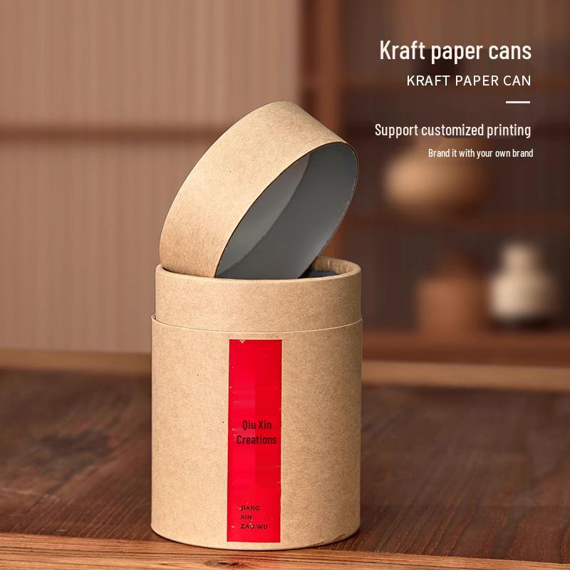 Retro Cowhide Paper Tea Can: Green & White Tea Storage Box