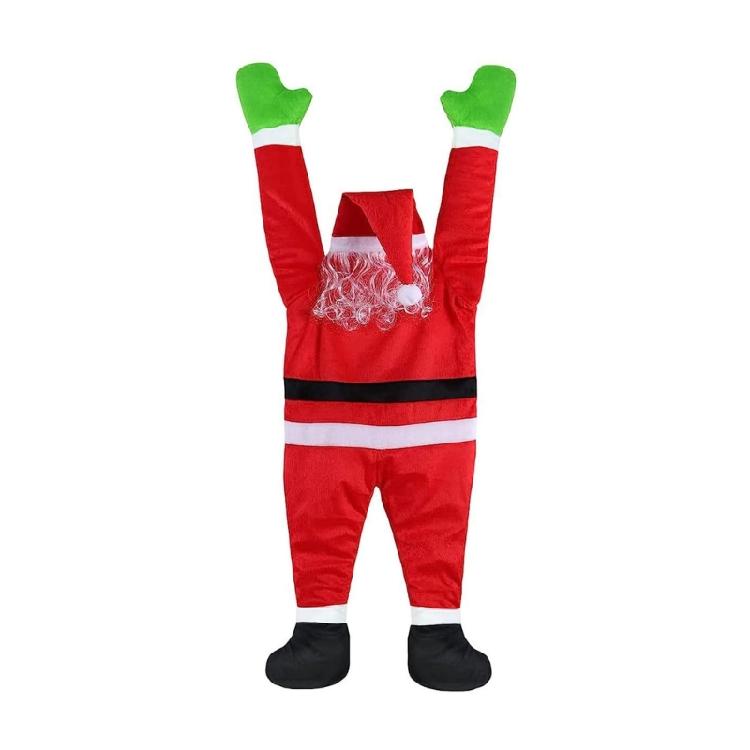 Christmas Hanging Santa Decoration,Outdoor Realistic Santa Climbing Roof Gutter Yard Holiday Outdoor Hanging Ornament