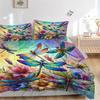 3pcs Colorful Dragonflies Printed Bedding Set, Soft and Comfortable Quilt Cover for Bedroom, Guest Room (1 Duvet Cover + 2 Pillowcases