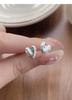 S999 Sterling Silver Korean Style Heart Stud Earrings for Women - Simple, Versatile, Textured Design