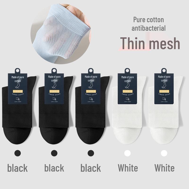 Andningsbara bomullsstrumpor för män, mellanhöga - Svarta (Vår/höst)