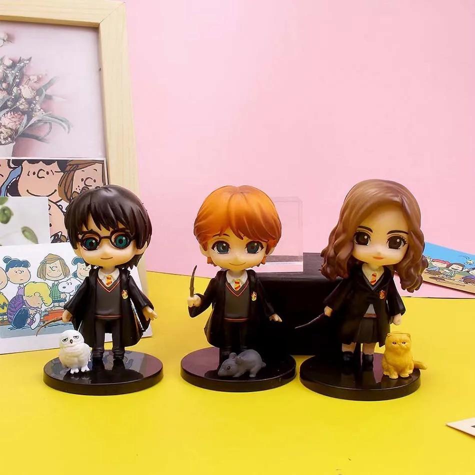 Hot 3-10pcs/set Harri Q Style Potter Posket Hermione Ron Hedwig Vinyl Figure Plaything Cake Decoration Car Figure PVC Doll Gift Toys