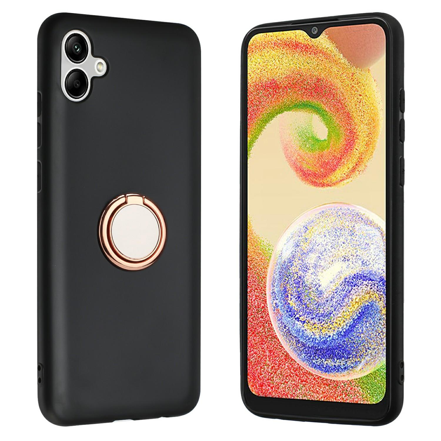 

For Samsung Galaxy A06 5G Case Ring Kickstand Soft TPU Matte Phone Cover Rose Gold